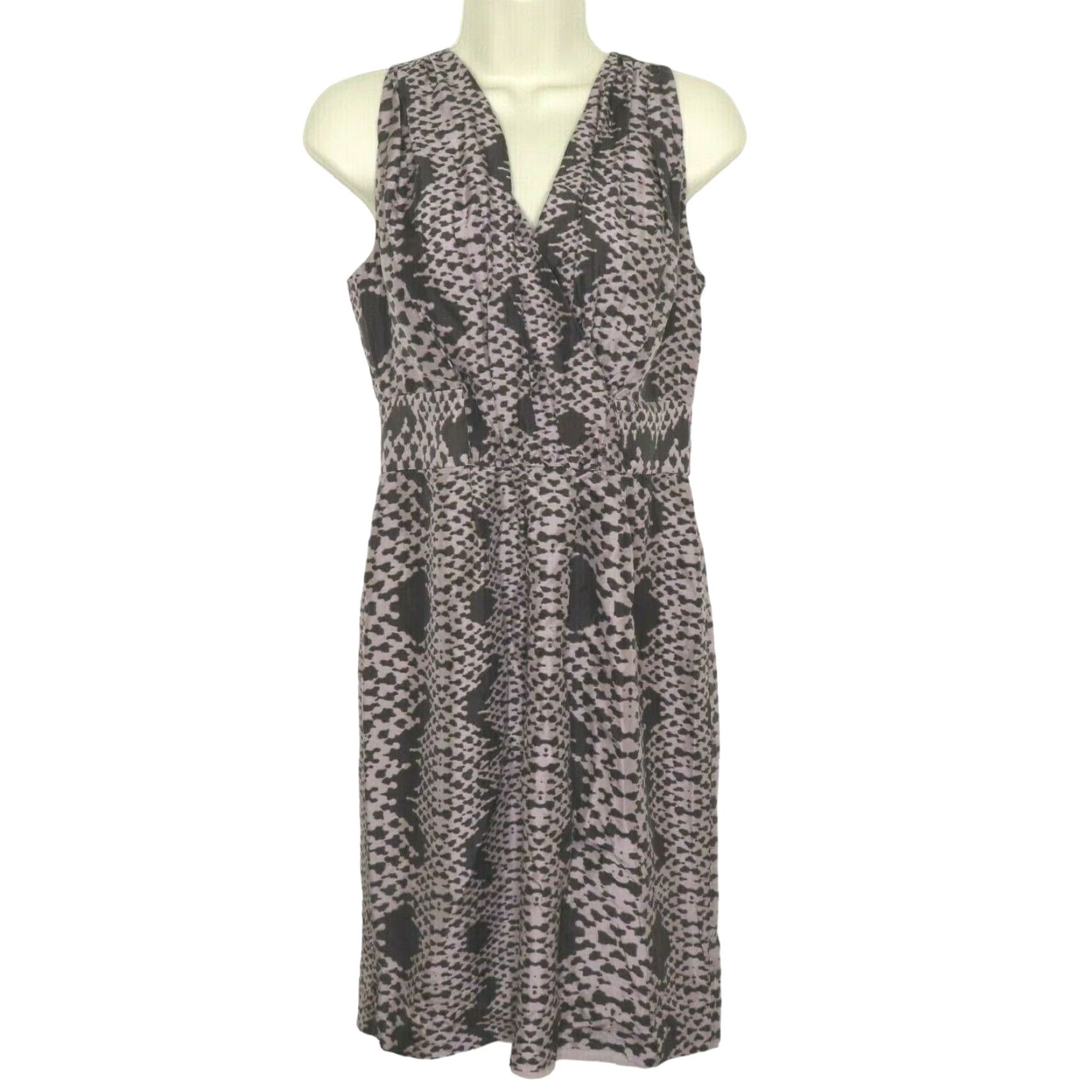 Banana Republic Banana Republic Womens 4 Snakeskin Snake Print Silk Pleated V Neck Sheath Dress Size S / US 4 / IT 40 - 8 Thumbnail