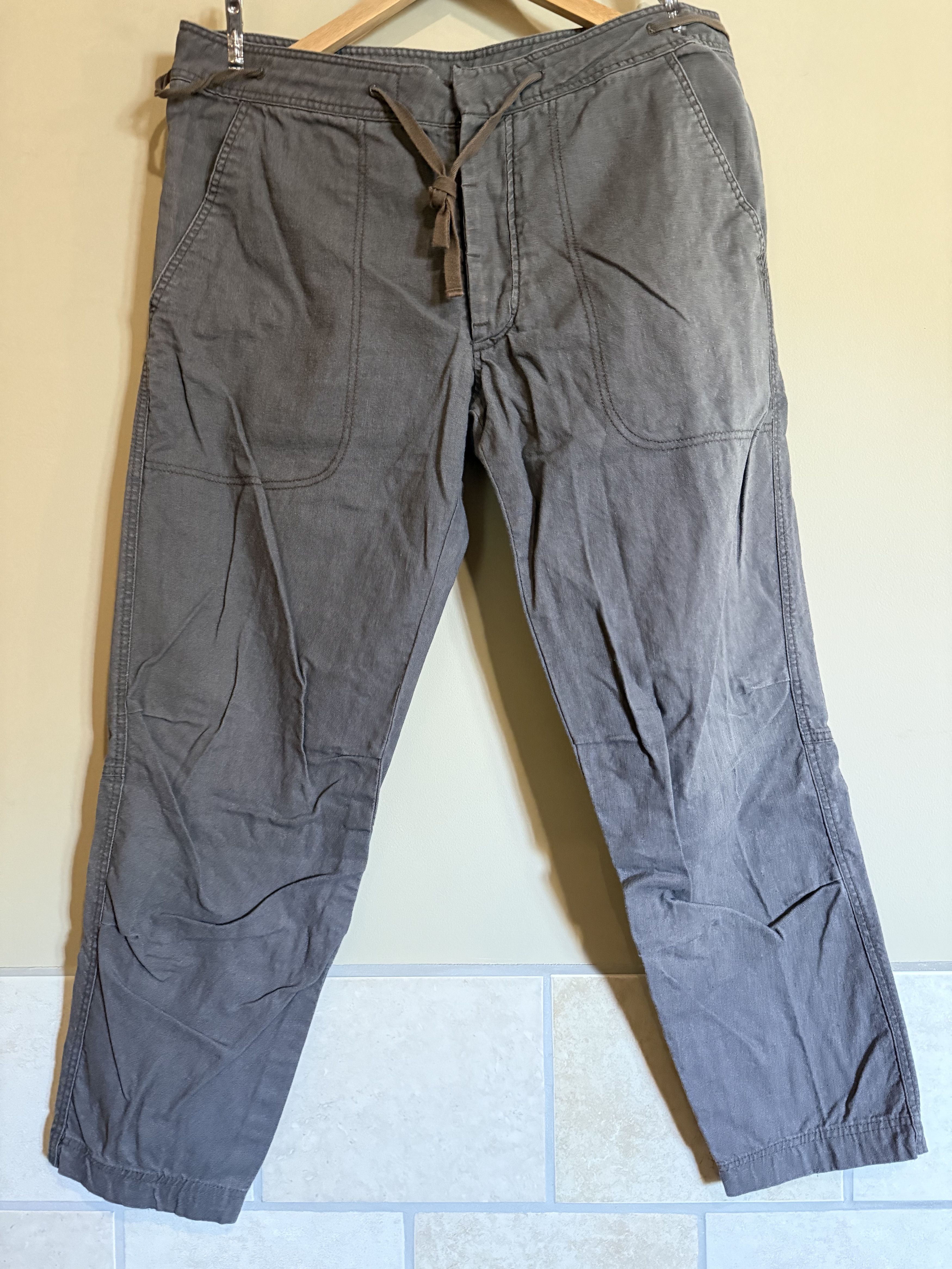 H&M H&M Grey Linen Blend Drawstring Pants, Men's 36 Size US 36 / EU 52 - 1 Thumbnail