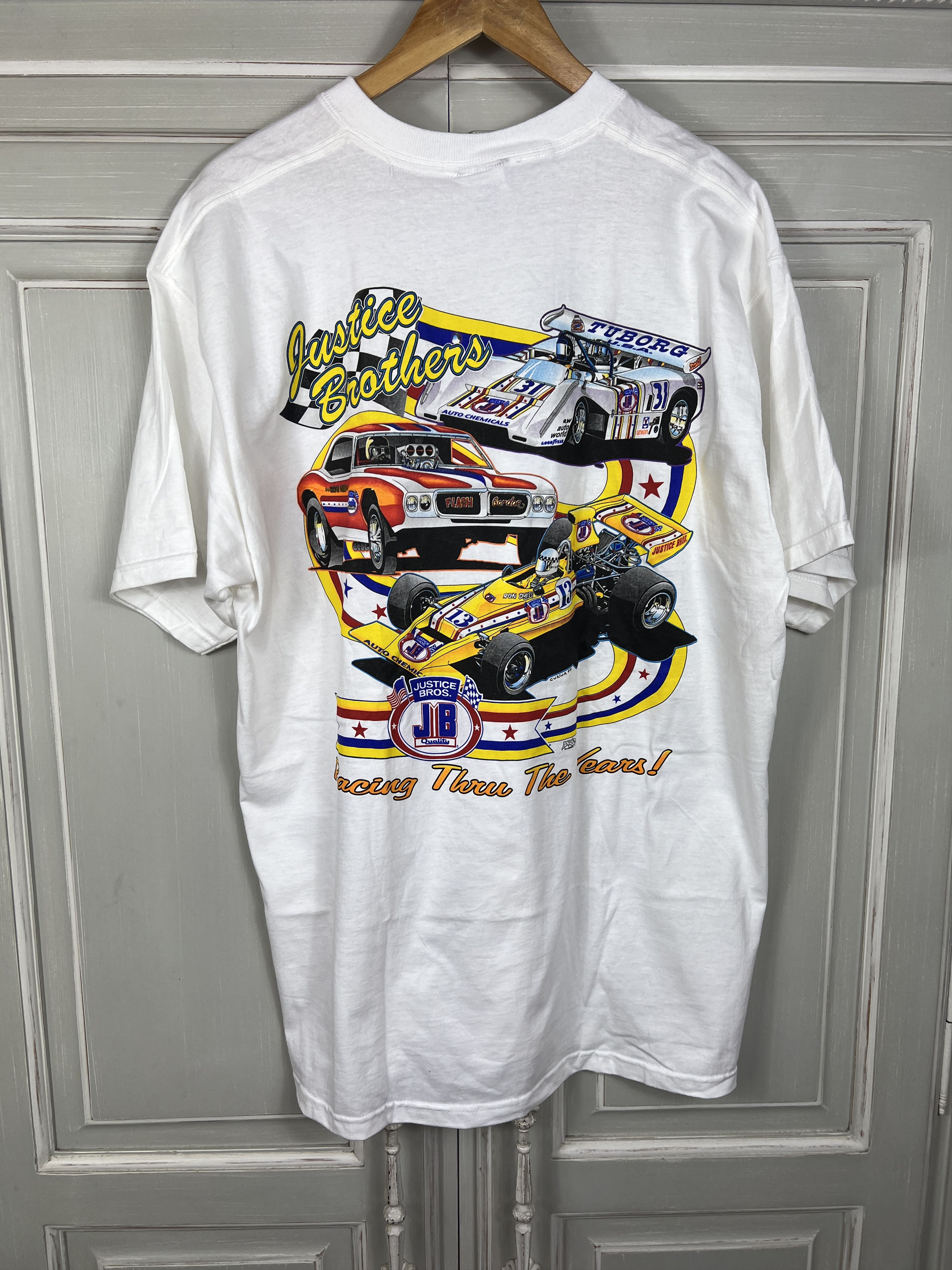 Other VINTAGE RACING JUSTICE BROTHERS 90S T SHIRT Size US XL / EU 56 / 4 - 1 Thumbnail