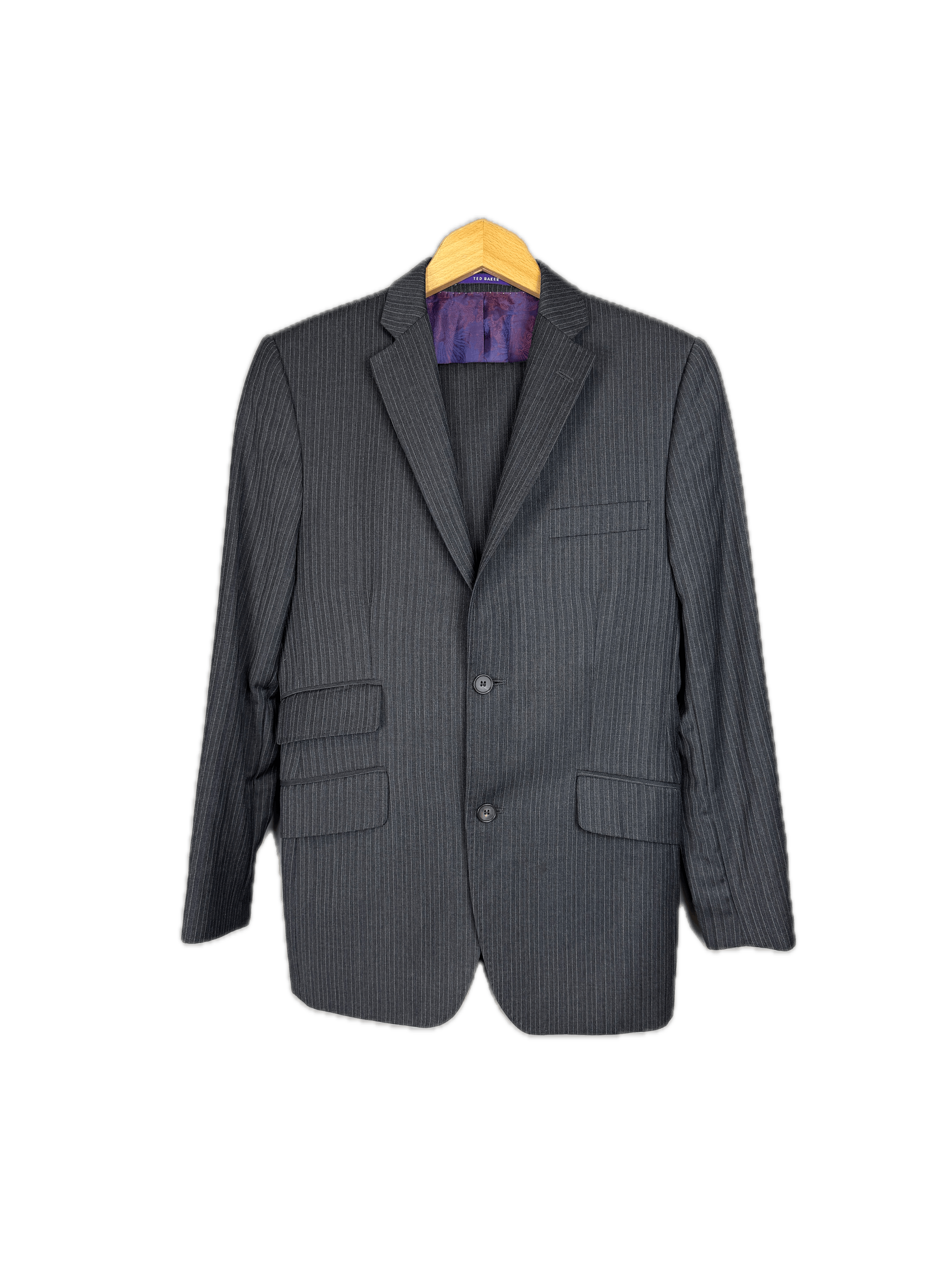 Ted Baker Ted Baker Endurance Wool Suit 2 Piece Grey Striped Size 36S - 1 Thumbnail