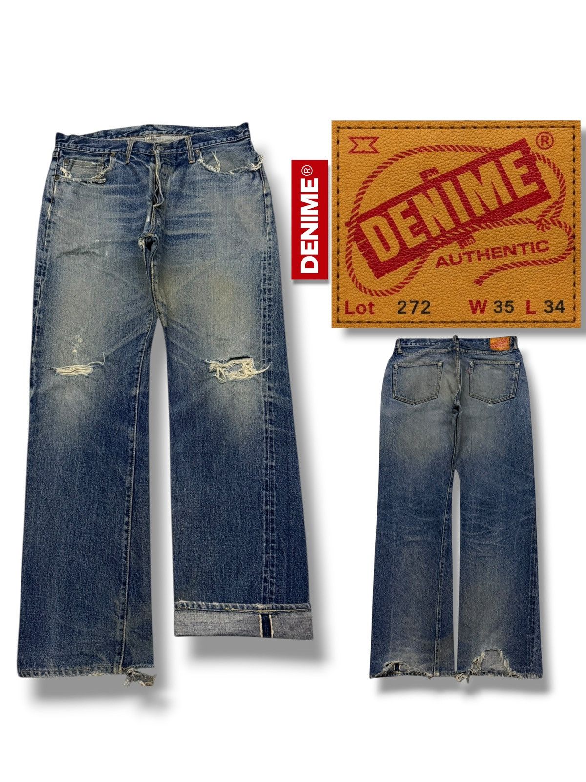 Denime Vintage 90s Denime Lot 272 Selvedge Denim Jeans Japan | W35 Size US 35 - 1 Thumbnail