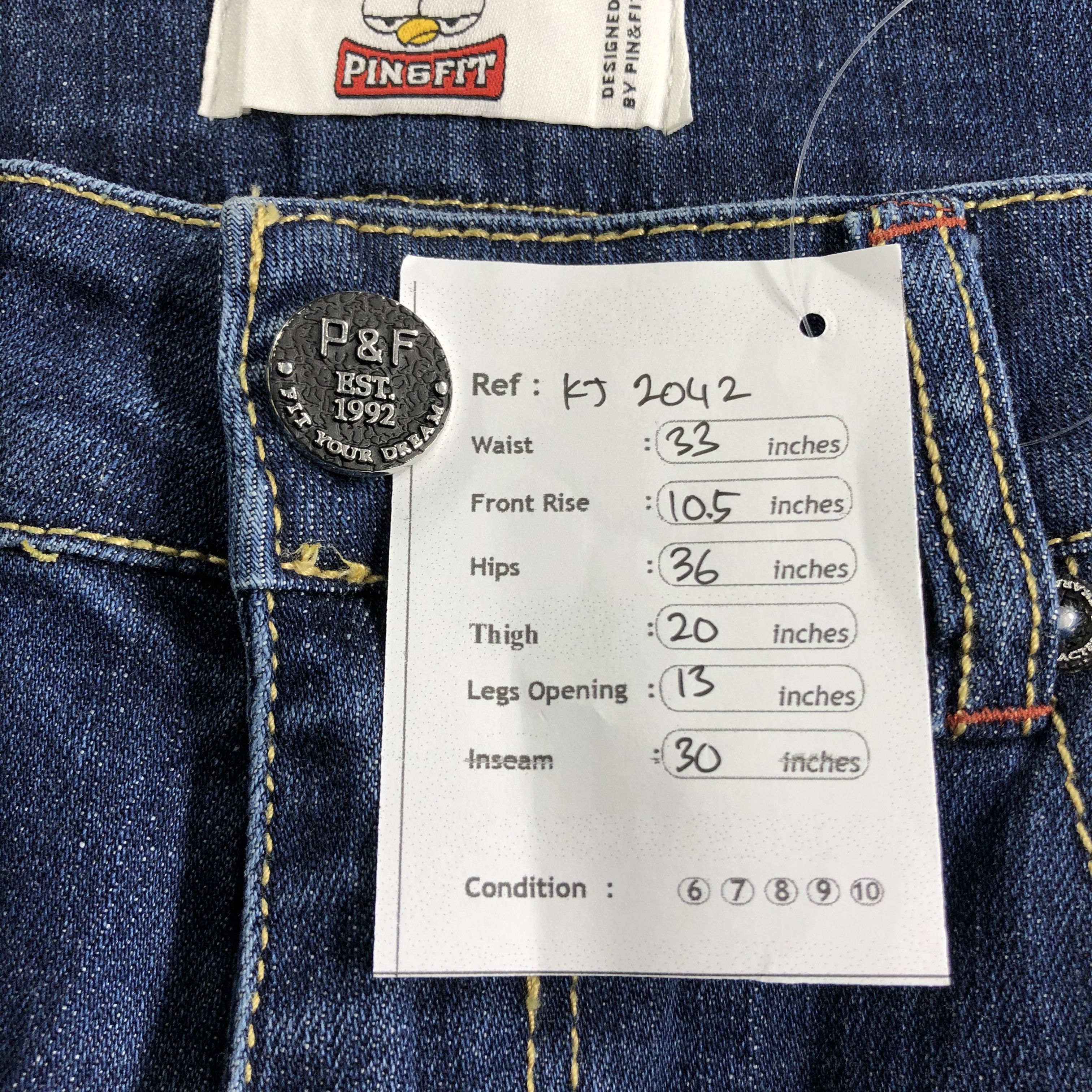 Japanese Brand Pin & Fit Patchwork Skinny Jeans KJ2042 Size US 33 - 12 Thumbnail