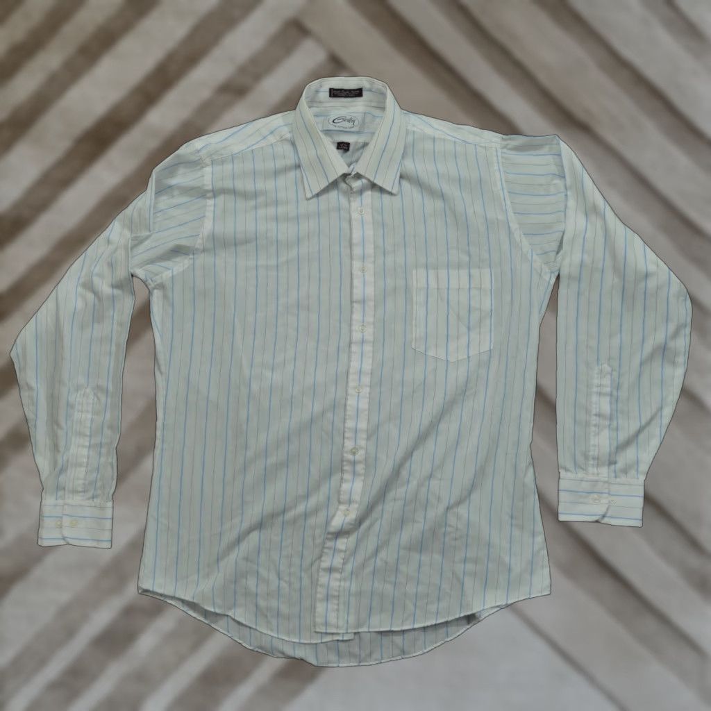 Vintage VINTAGE Gentry Shirt Mens XL White Striped Button-Up Fitted Shirt 80s Size US XL / EU 56 / 4 - 1 Thumbnail