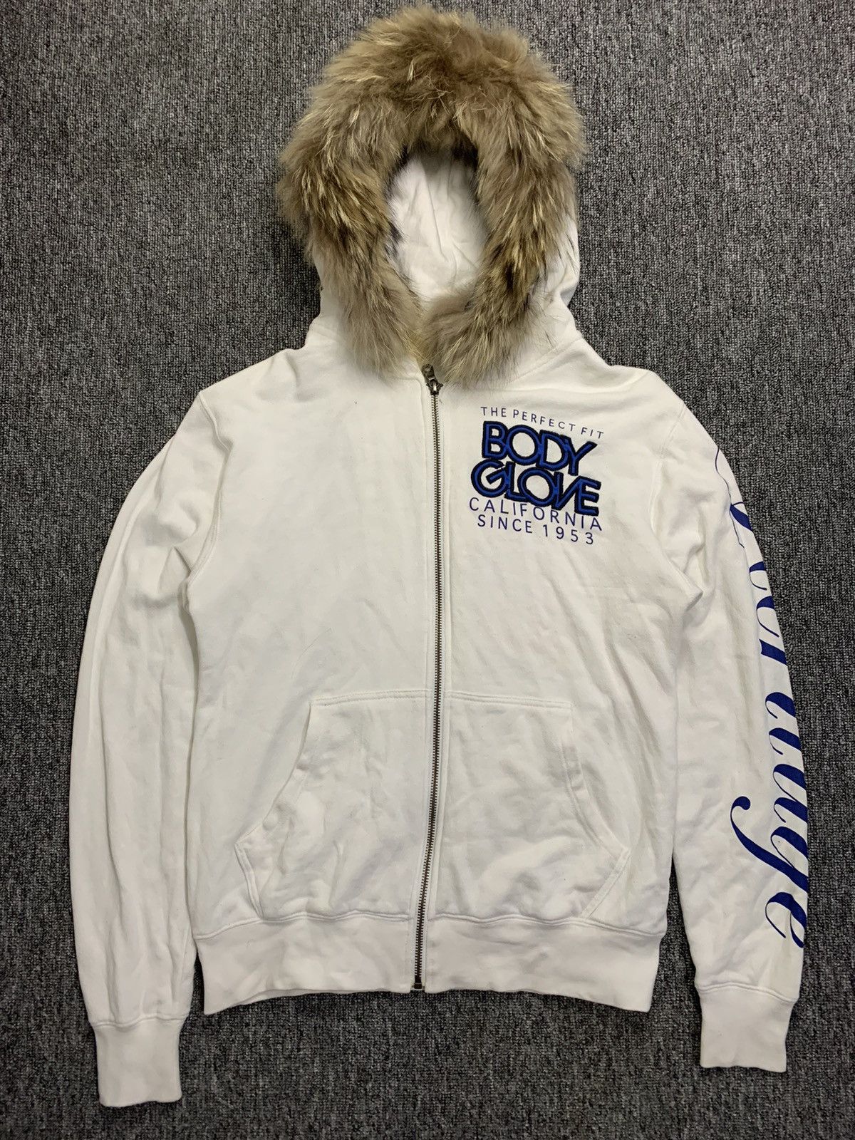Japanese Brand Vintage Gothic Body Glove White Poem Zip Faux Fur Hoodie Size US S / EU 44-46 / 1 - 4 Thumbnail