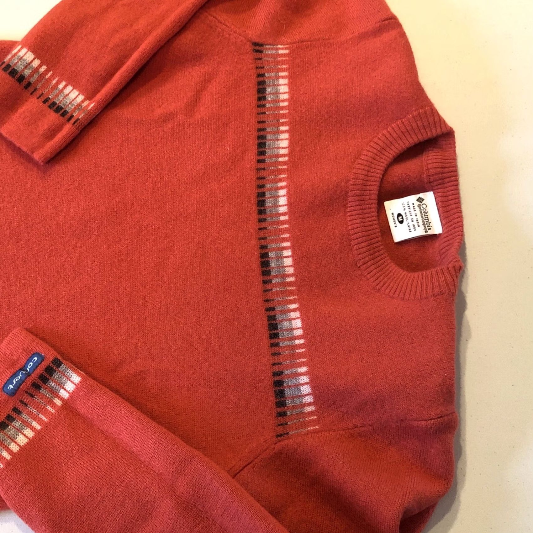 Vintage Columbia Women M Burnt Orange 100% Wool Sweater Long Sleeve Mock Neck Pullover Casual Outdoor Fall Spring Winter Size M / US 6-8 / IT 42-44 - 7 Thumbnail