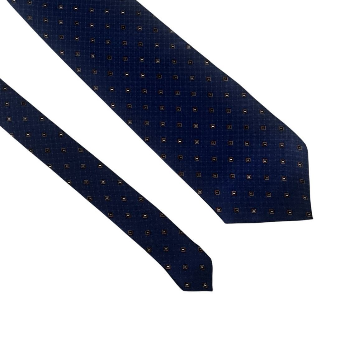 Nautica Nautica 100% silk Tie Navy Brown geometric design. Size ONE SIZE - 4 Thumbnail