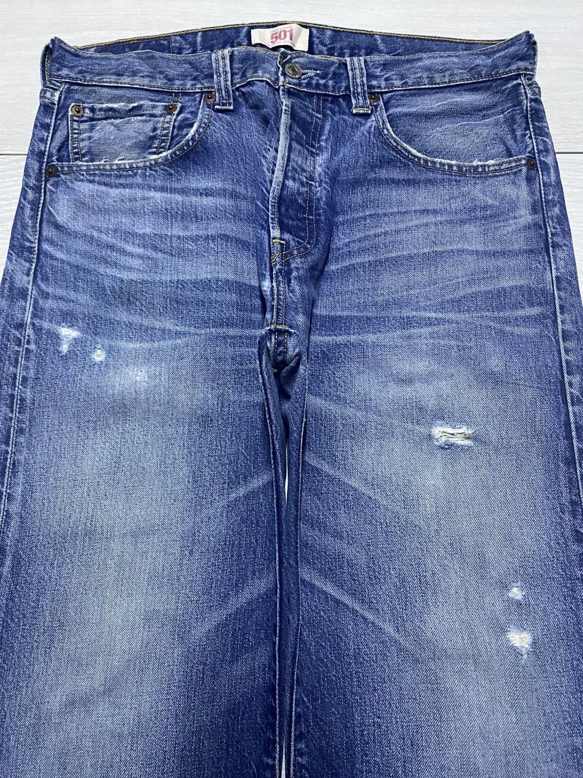 Levi's Vintagw Levis 501 Whisker ButtonFly Distressed Loose Jeans Size US 32 / EU 48 - 3 Thumbnail