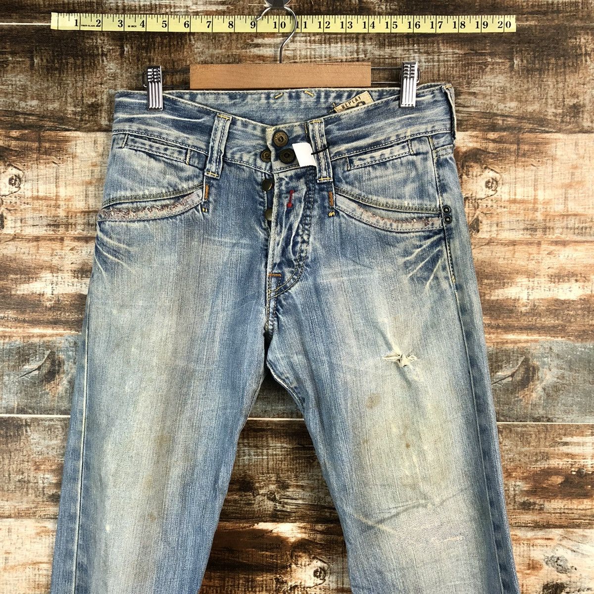 Replay Replay Blue Distressed Denim Pants #A2392 Size US 28 / EU 44 - 4 Thumbnail
