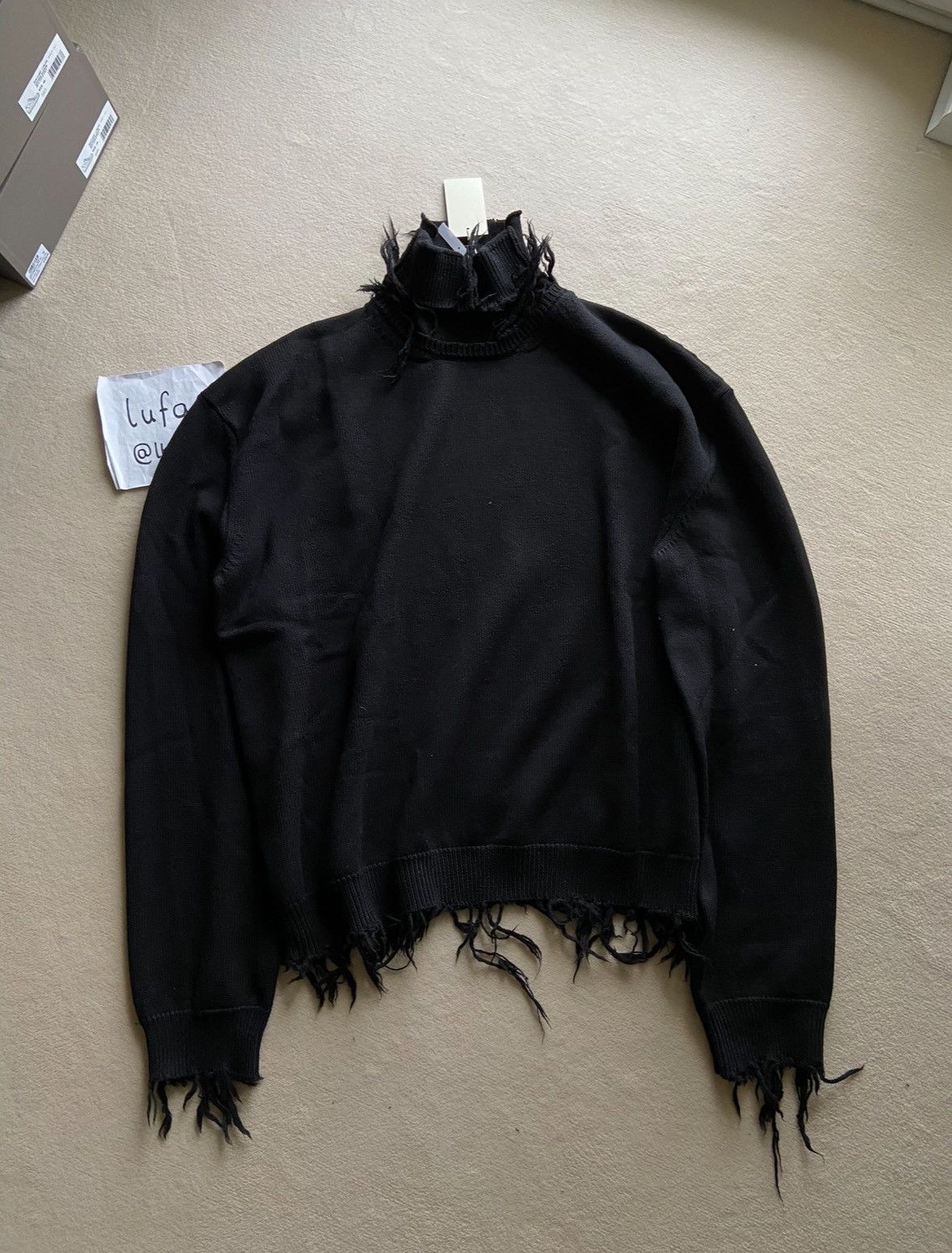Vetements NEW | BLACK SUPER HEAVY DISTRESSED WOOL KNIT SWEATER BLACK Size US XS / EU 42 / 0 - 1 Thumbnail