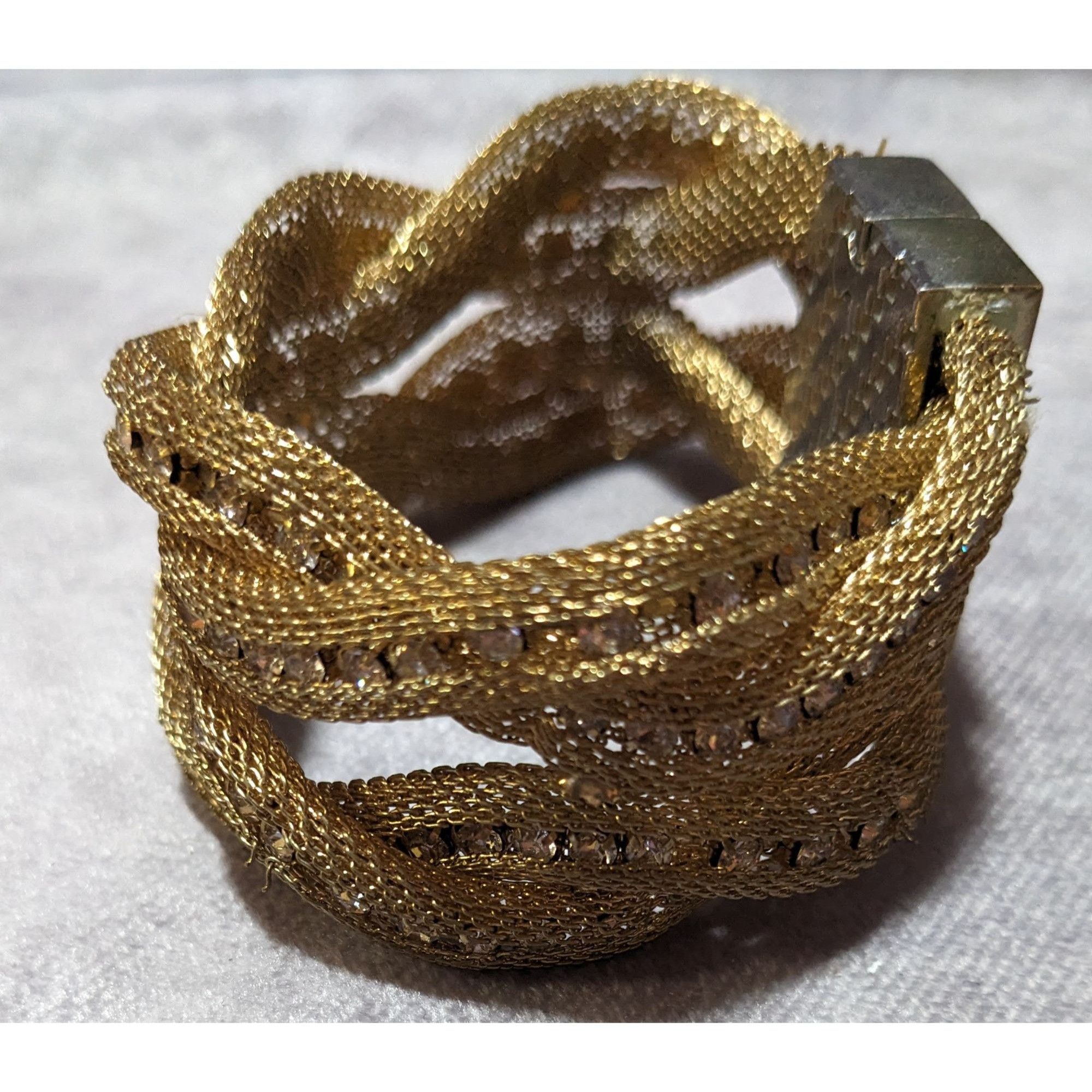 Other Vintage Gold Tone Mesh And Rhinestone Braided Magnetic Brace Size ONE SIZE - 7 Thumbnail