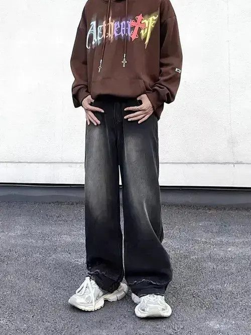 Japanese Brand × Jean Retro high street washed distressed vertical wide leg jeans Size US 32 / EU 48 - 1 Thumbnail