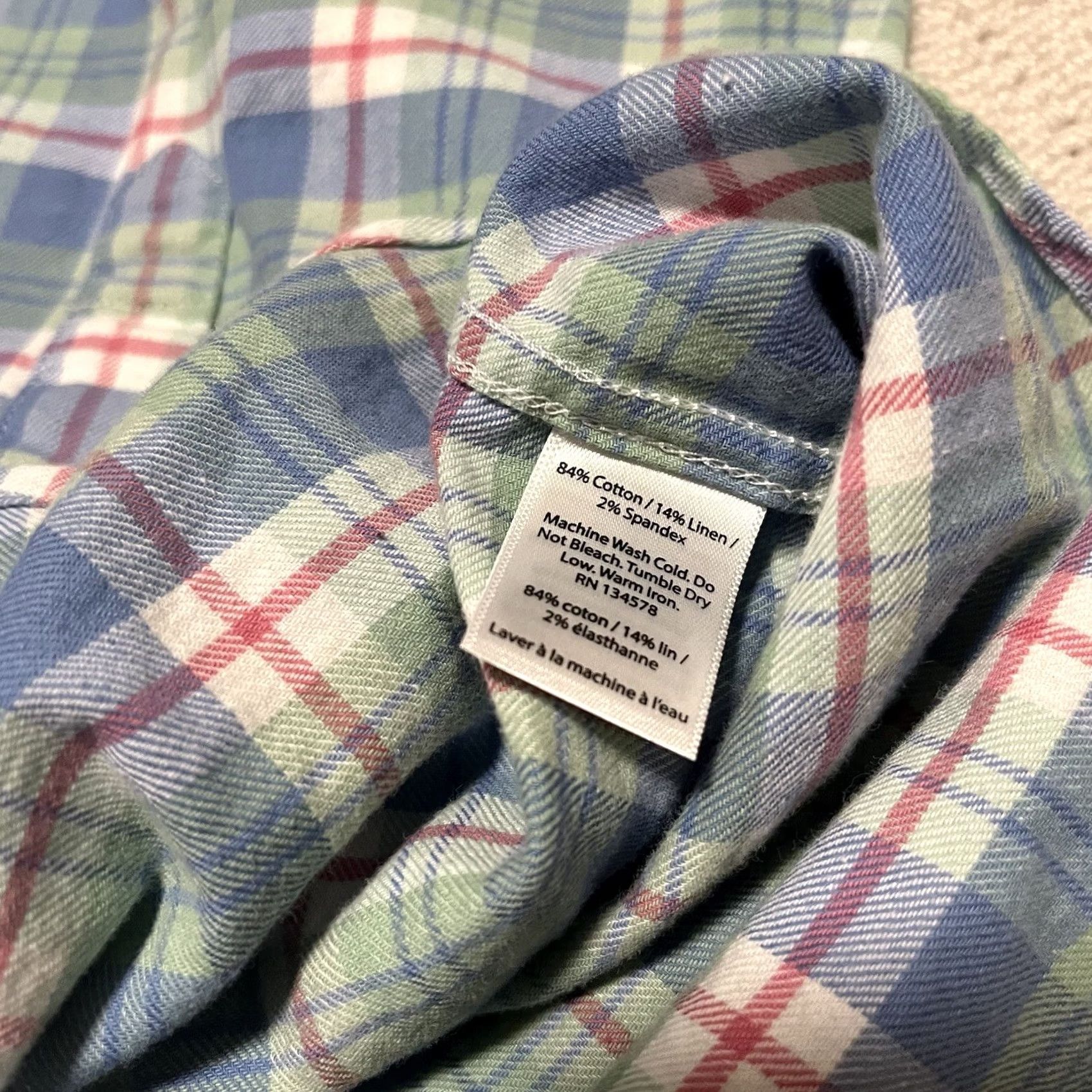 Vineyard Vines VINEYARD VINES Murray Shirt Button-Up Plaid Long Sleeve Blue Green Pink L Mens Regular Lightweight Cotton Knit Size US L / EU 52-54 / 3 - 7 Thumbnail