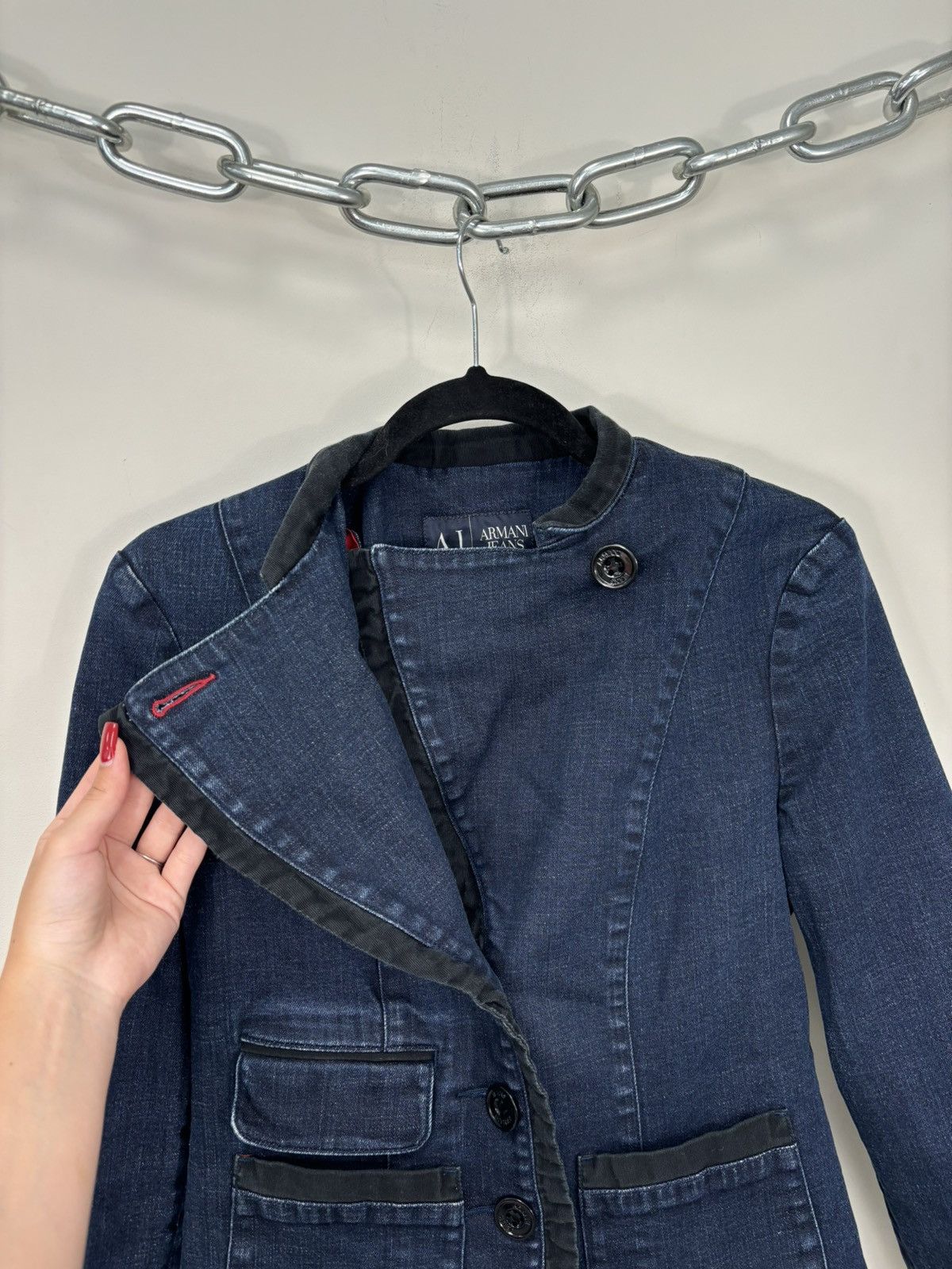 Armani Vintage Armani Jeans Indigo Women’s Archival Denim Jacket Size L / US 10 / IT 46 - 10 Thumbnail
