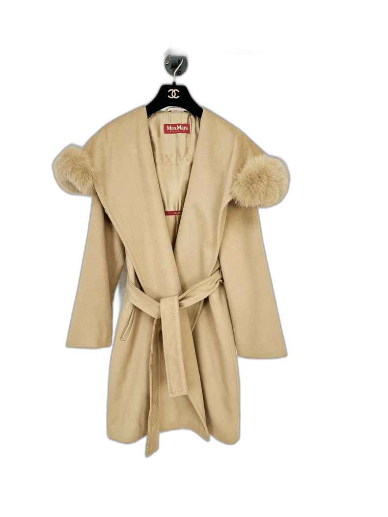 Max Mara Maxmara Wool Coat with Fur Sleeves Size XS / US 0-2 / IT 36-38 - 1 Thumbnail
