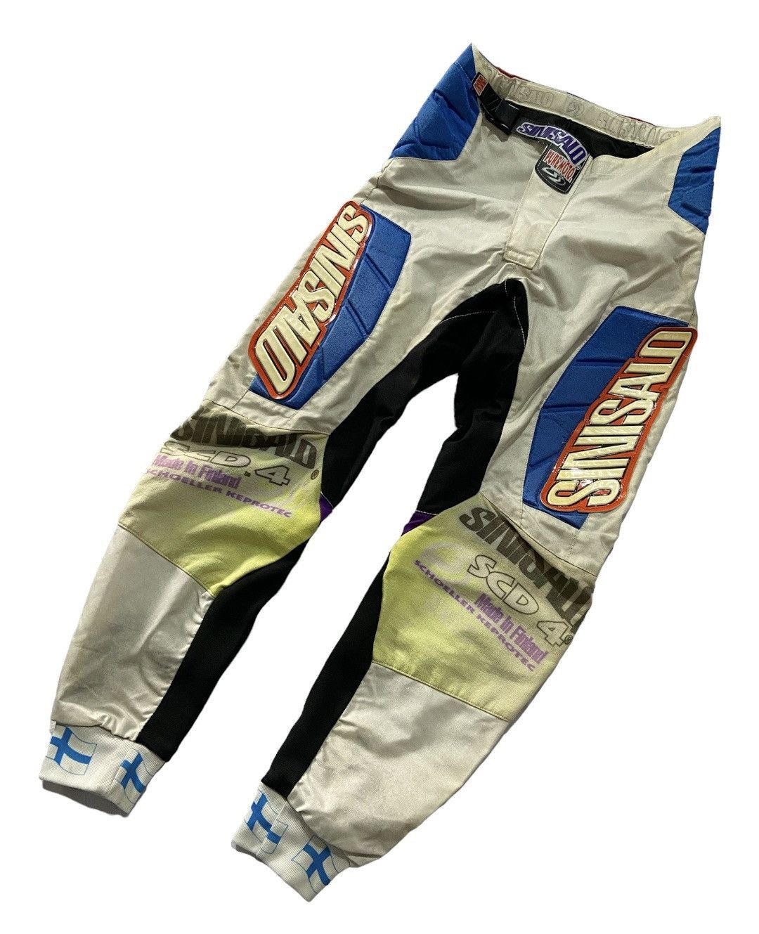 image of Gear For Sports x Racing Vintage Sinisalo Scd-4 Pure Moto Pants Motocross Enduro in White/Red/Blue 