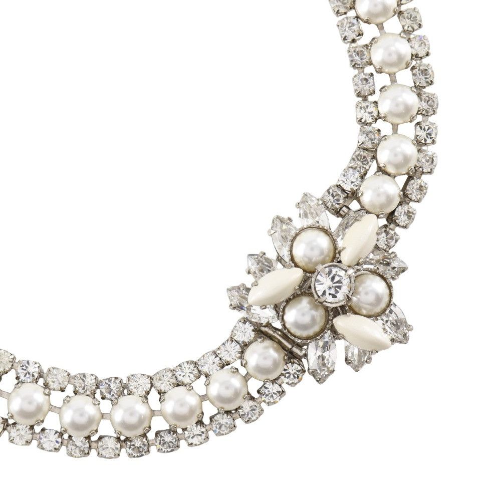 Miu Miu Miu Miu Miu Miu Rhinestone Faux Pearl Necklace Metal Necklace DUTY FREE for USA Size ONE SIZE - 1 Thumbnail