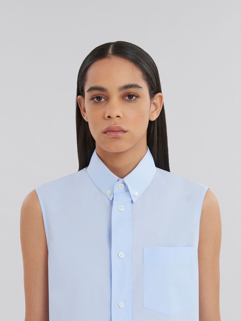 Marni oc11z0525 Organic Poplin Cropped Shirt in Blue Size L / US 10 / IT 46 - 5 Thumbnail