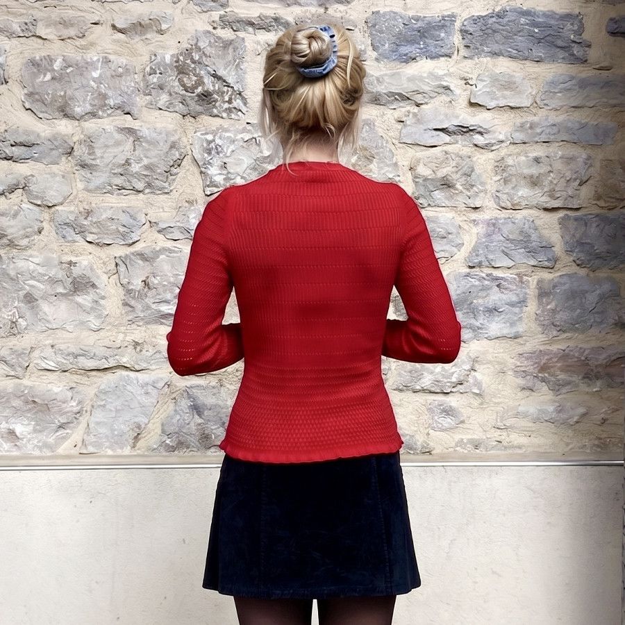 Kenzo Kenzo Paris Bright Red Ribbed Knit Top Size S / US 4 / IT 40 - 2 Thumbnail