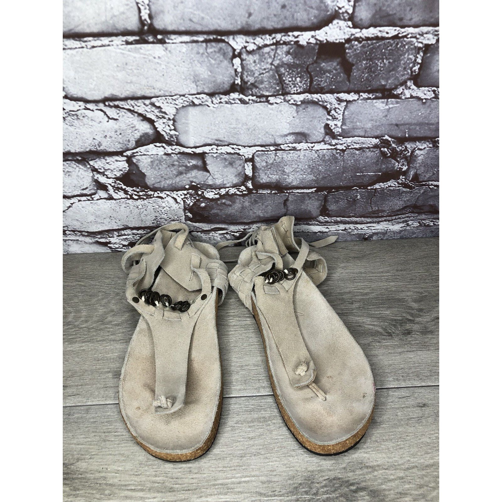 Free People Free People Grey Suede Leather Collins Thong Chain Strappy S Size US 6 / IT 36 - 4 Thumbnail