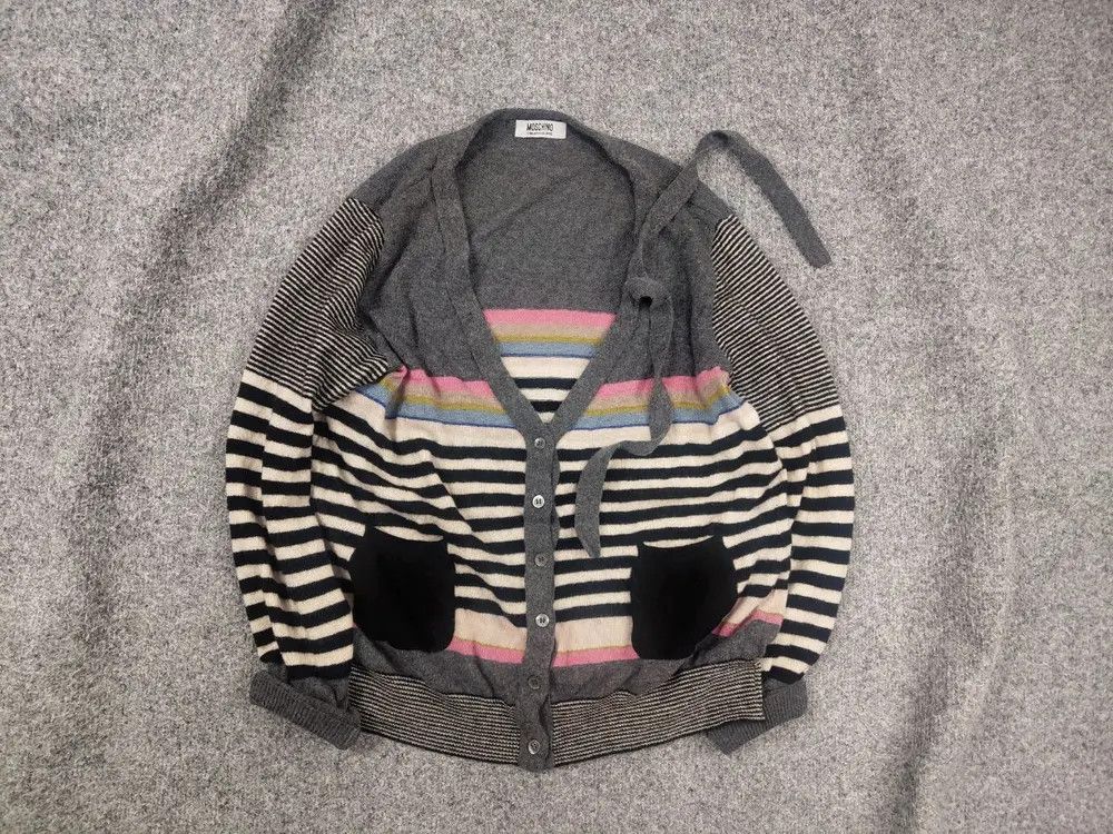 Moschino Moschino cheap & chic Wool Blend Button Striped Cardigan Size L / US 10 / IT 46 - 1 Thumbnail