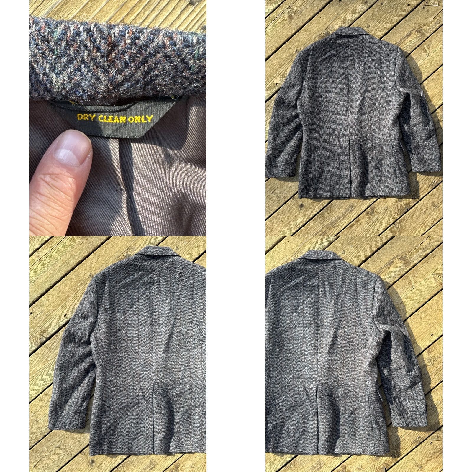 Harris Tweed VINTAGE Harris Tweed Blazer 44R Wool Sport Coat Herringbone Gray Notch Lapel Single-Breasted Two-Button US Made, Coat, Men, Wool, 44, Vintage, 44R Size 44R - 8 Thumbnail