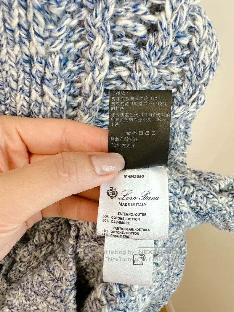 Loro Piana LORO PIANA Blue Mixed Color Cable Knit Cashmere Cardigan Size S / US 4 / IT 40 - 5 Thumbnail