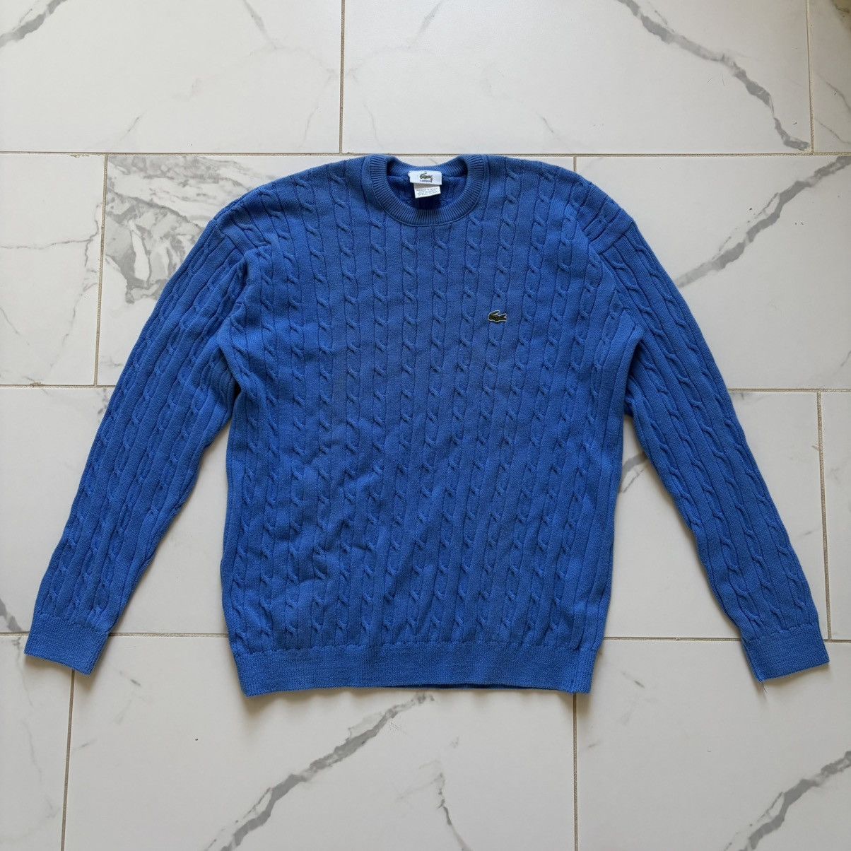 Lacoste Lacoste Cable Knit Sweater Size XL Blue 100% Cotton Size US XL / EU 56 / 4 - 1 Thumbnail