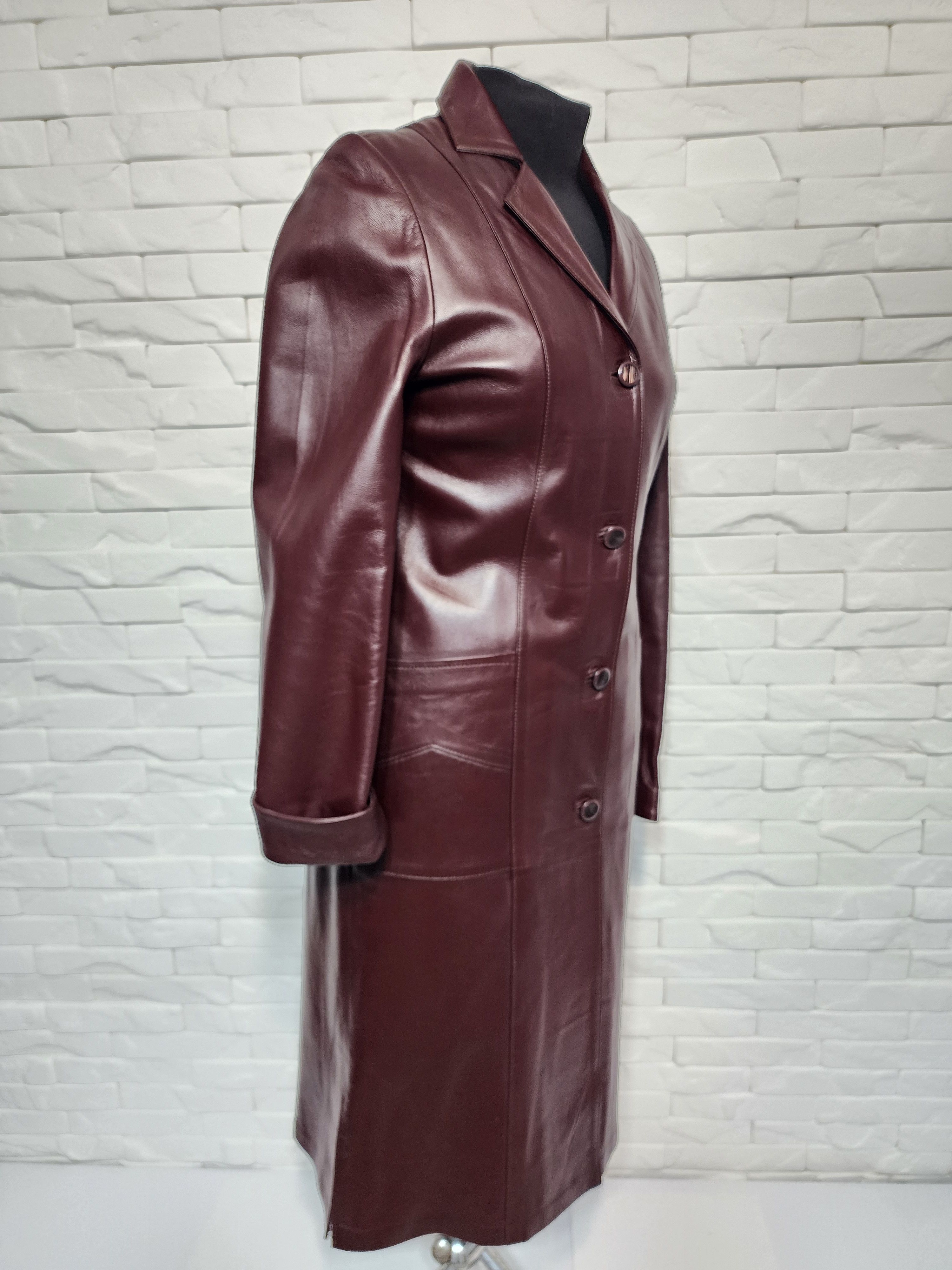 Designer Women's Long Genuine Leather Jacket Size S / US 4 / IT 40 - 3 Thumbnail