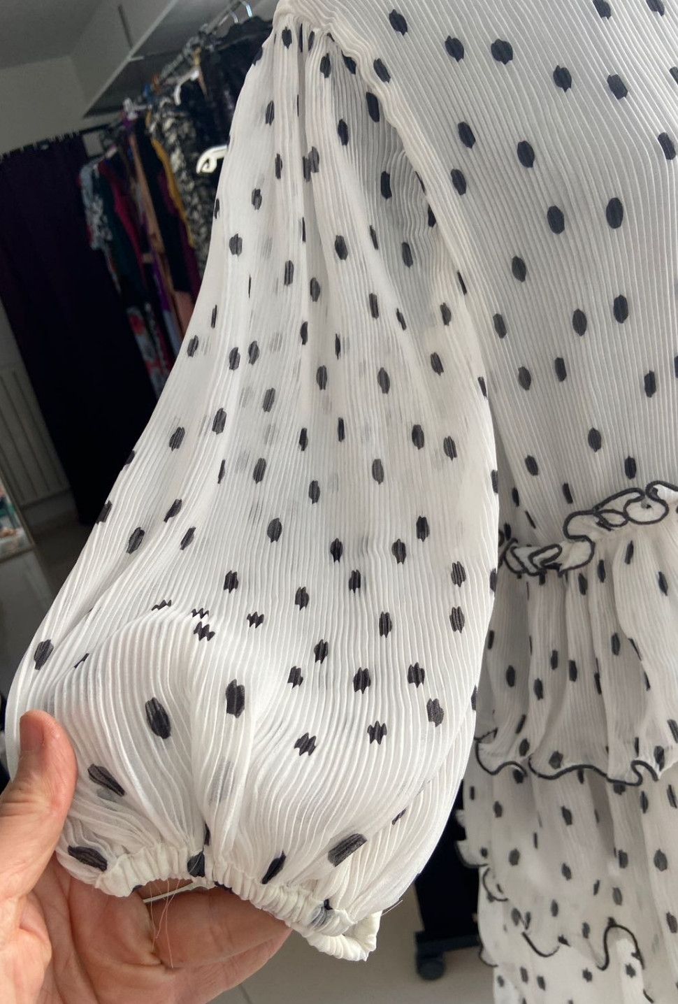 Gianni Valentino GANNI Polka-Dot Lowell Tiered Ruffle Midi Dress Size M / US 6-8 / IT 42-44 - 10 Thumbnail