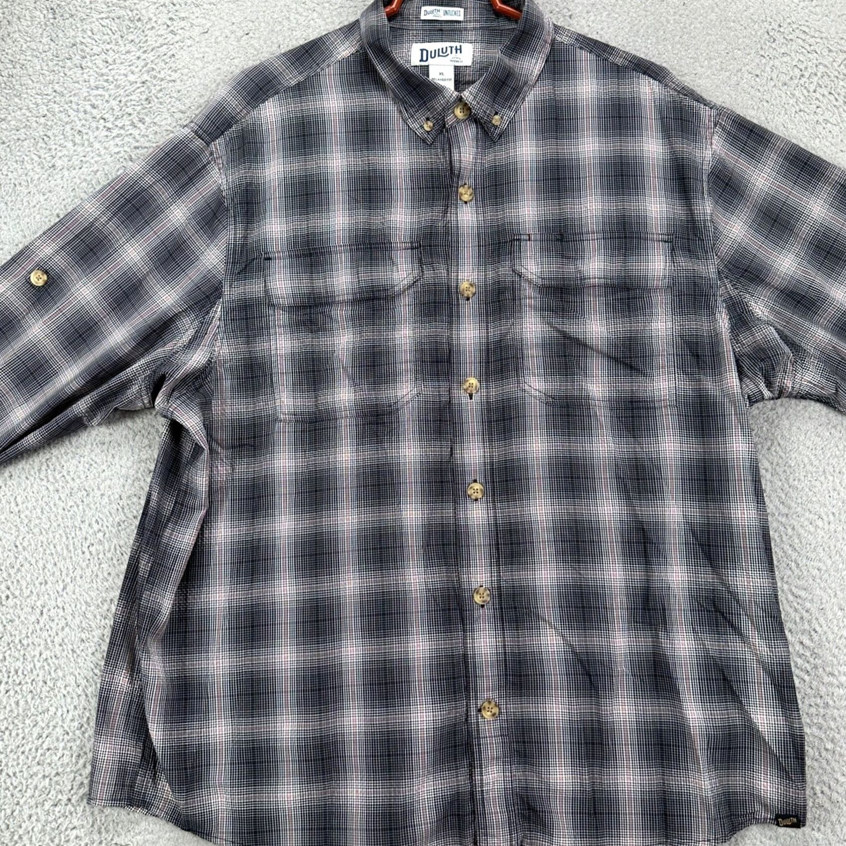 Duluth Trading Company Duluth Trading Co. Untucked Mens Convertible Shirt XL Blue Flap Pocket Size US XL / EU 56 / 4 - 2 Thumbnail