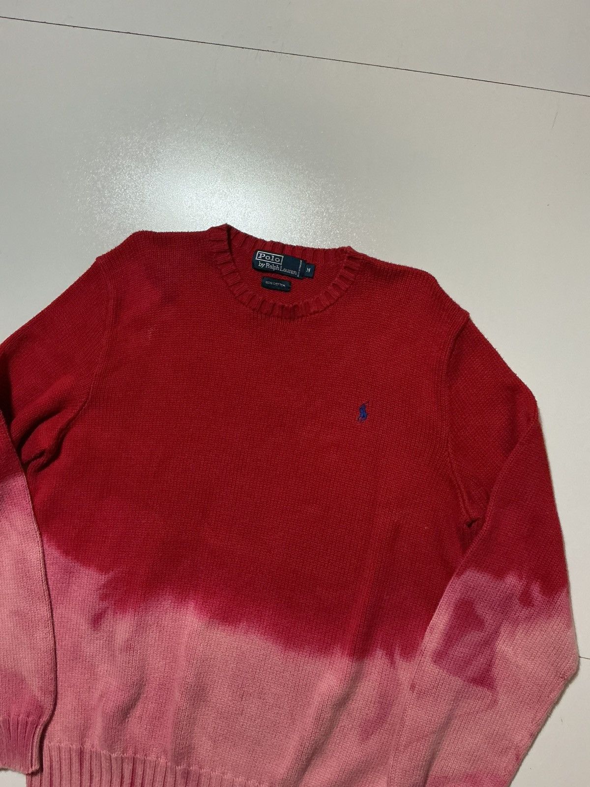 Polo Ralph Lauren Vintage Polo Ralph Lauren Bleach Dyed Cotton Knit Sweater Size US M / EU 48-50 / 2 - 3 Thumbnail