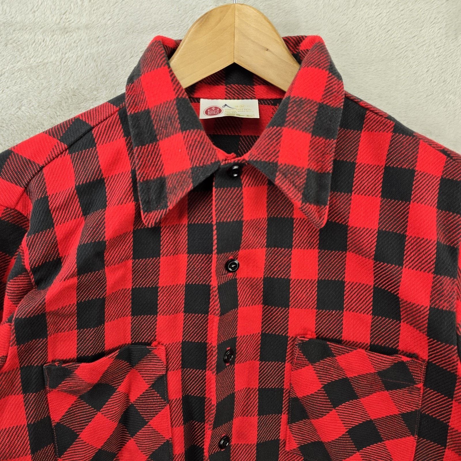 Sears Vintage 70s Kings Road Sears Plaid Flannel Mens Medium Red Size US M / EU 48-50 / 2 - 3 Thumbnail