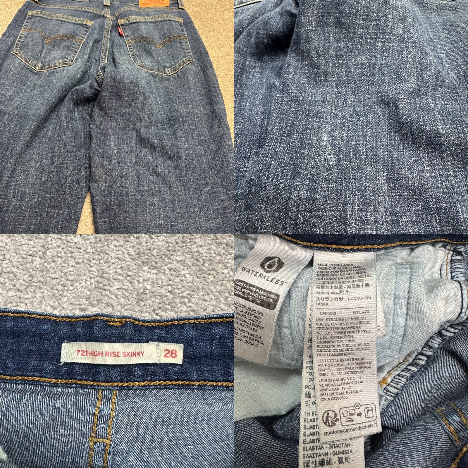 Levi's Levi's 721 High Rise Skinny Denim Jeans Womens 28x30 Blue Dark Wash Stretch Size 28" / US 6 / IT 42 - 8 Thumbnail