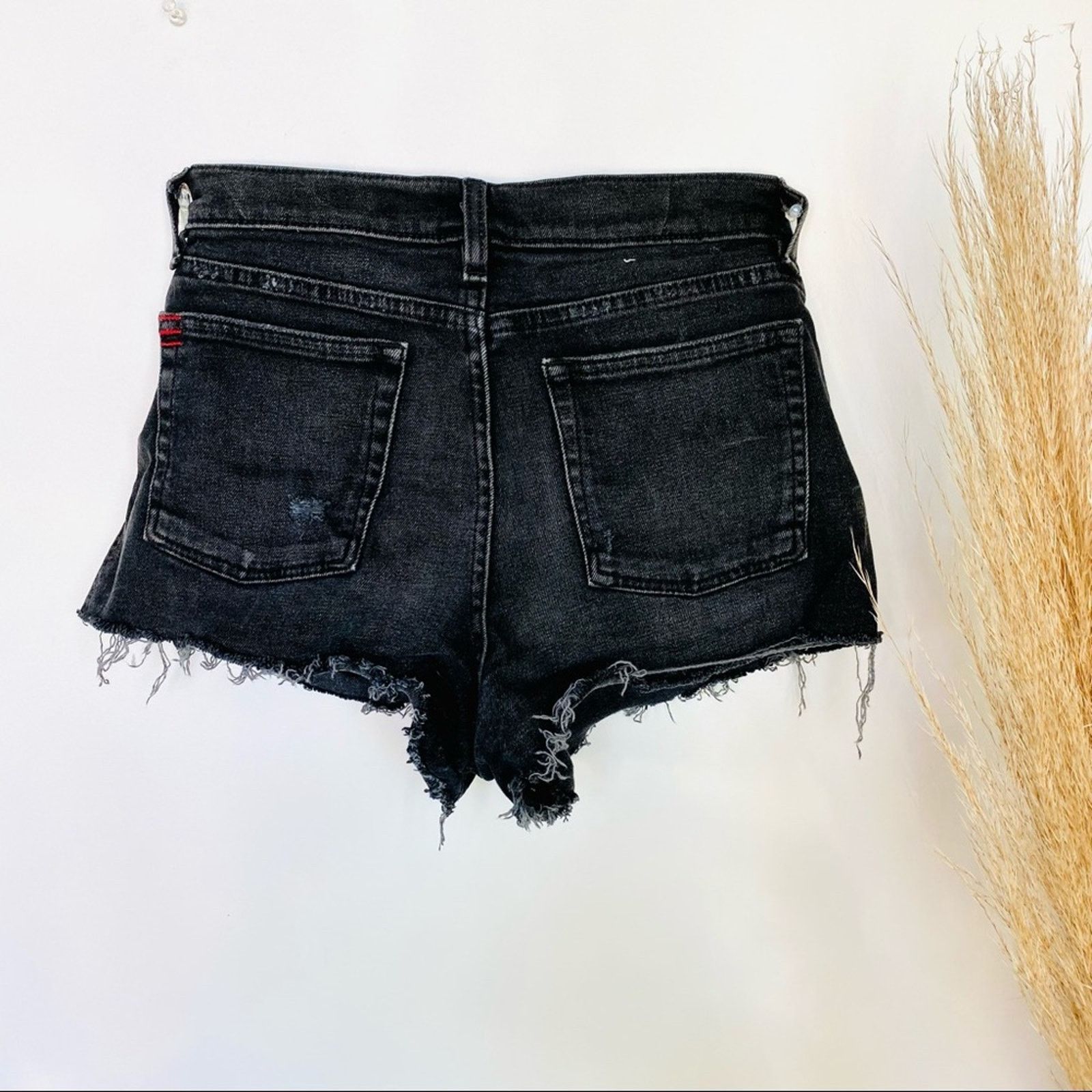 Urban Outfitters BDG Washed Black CutOff Denim Mini Jean Shorts Mid High Rise Size 28" / US 6 / IT 42 - 10 Thumbnail