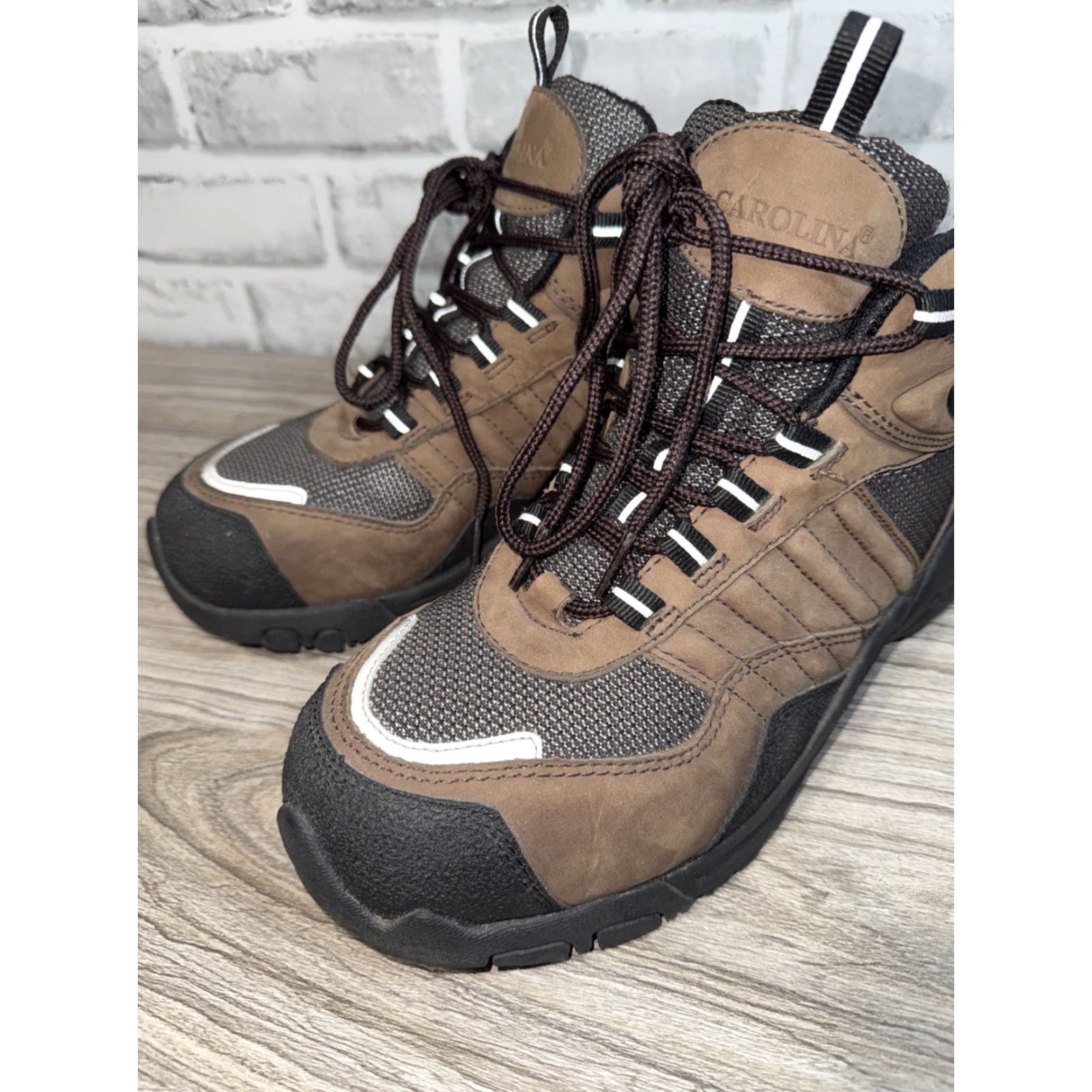 Vintage VINTAGE Carolina Steel Toe Work Boots Men 7M Reflective Wellington Brown Shoes Size US 7 / EU 40 - 2 Thumbnail
