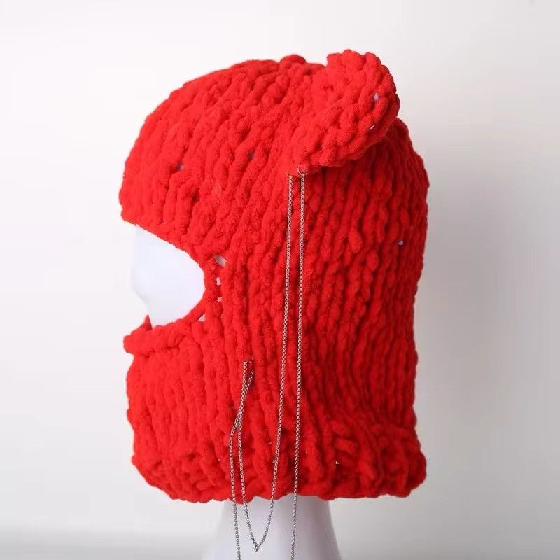 Japanese Brand Handmade 3D Bear Ear Knitted Crochet Beanie Hat Size ONE SIZE - 3 Thumbnail