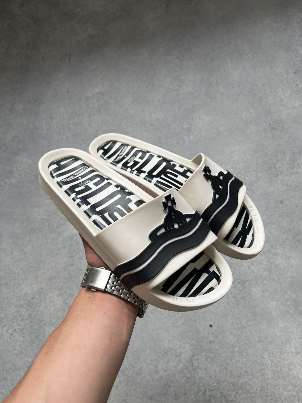 Vivienne westwood melissa pattern white beach slides sandals