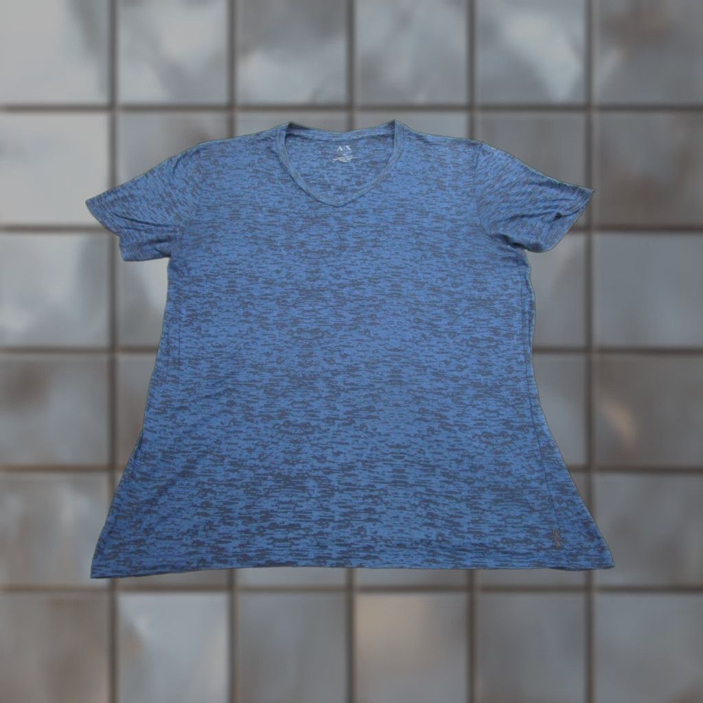 Armani Exchange Armani Exchange Shirt Mens XL Blue Black V Neck Tagless Burnout Tee Graphic Size US XL / EU 56 / 4 - 1 Thumbnail