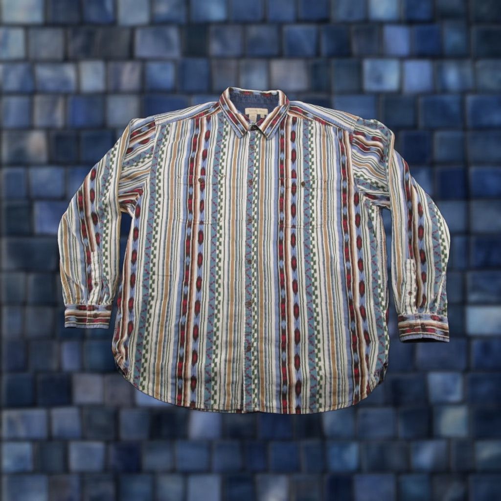 The Territory Ahead Territory Ahead Mens Shirt XL Multicolor Aztec Southwest Striped Corduroy Button-Up 90s Y2K Size US XL / EU 56 / 4 - 1 Thumbnail