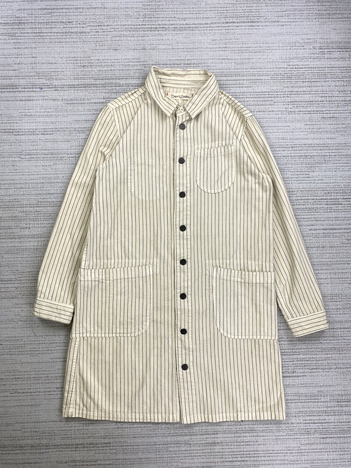 Designer × Japanese Brand × Vintage Vintage Tepo Denim Sanforized Union Made Stripe Long Jacket Size US M / EU 48-50 / 2 - 1 Thumbnail
