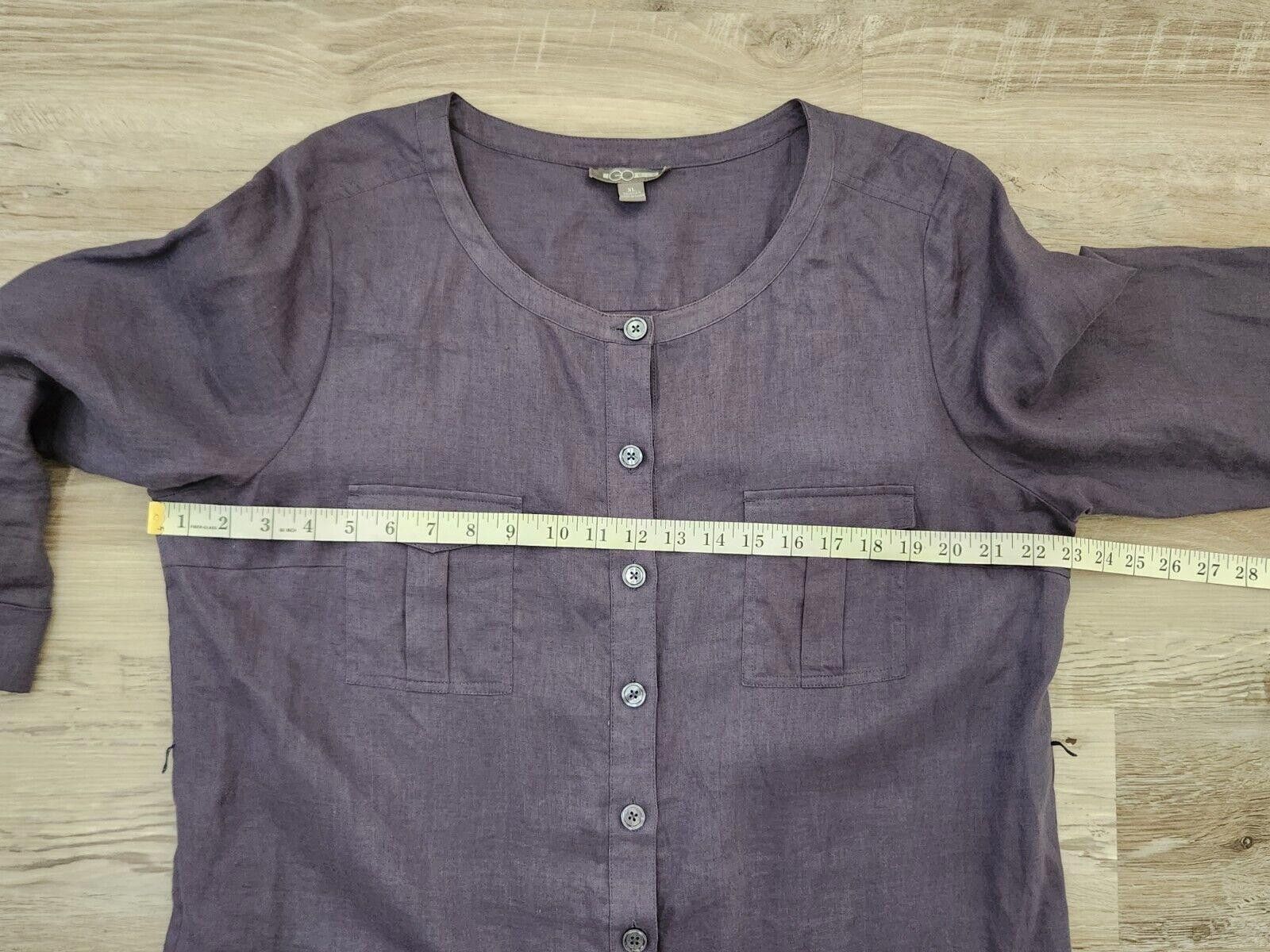 Designer Go Silk Dress Extra Large 100% Linen Blue Button Down Size XL / US 12-14 / IT 48-50 - 4 Thumbnail