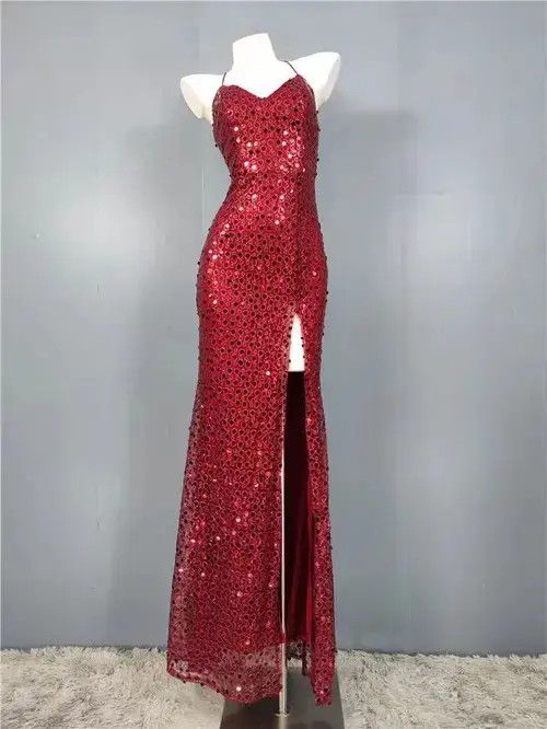 Designer Burgundy sequin dress Size S / US 4 / IT 40 - 7 Thumbnail