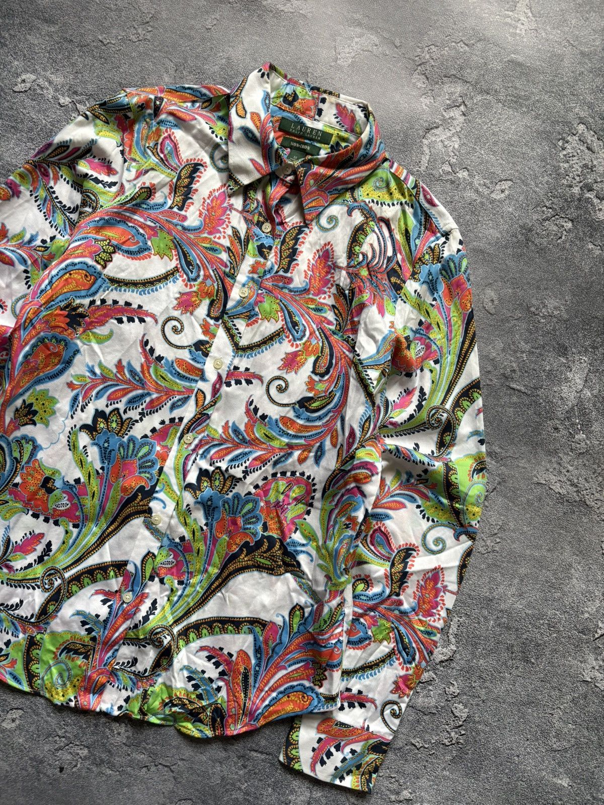 Polo Ralph Lauren Vintage Ralph Lauren Abstract Paisley Print Non-Iron Shirt Size M / US 6-8 / IT 42-44 - 4 Thumbnail