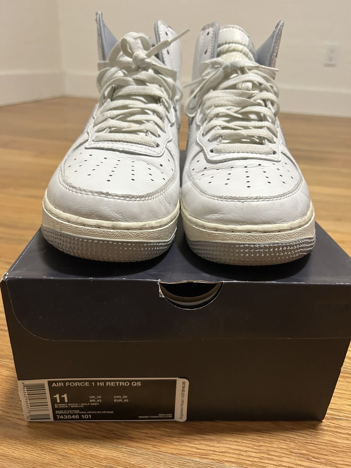 Nike Nike Air Force 1 High Retro QS White Wolf Grey Size 11 Size US 11 / EU 44 - 4 Thumbnail