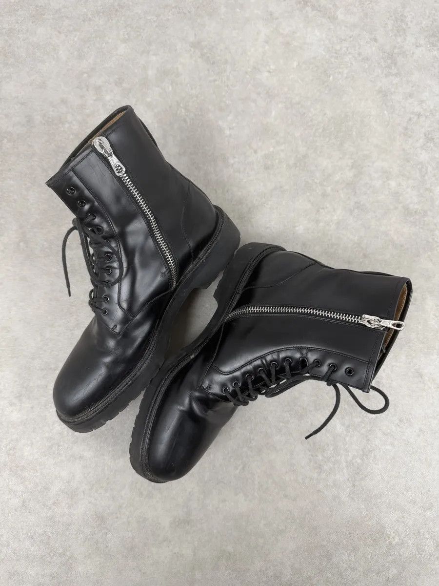 Dries Van Noten AW2017 Dries Van Noten Black Leather Combat Zip Boots Size US 12.5 / EU 45-46 - 6 Thumbnail