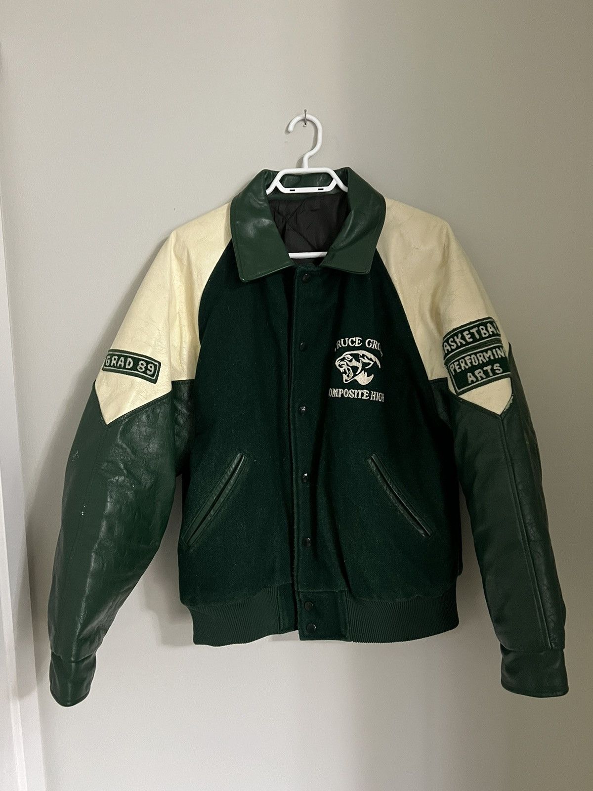 Vintage Vintage 1989 Varsity Bomber Jacket High School Grad Size US L / EU 52-54 / 3 - 1 Thumbnail