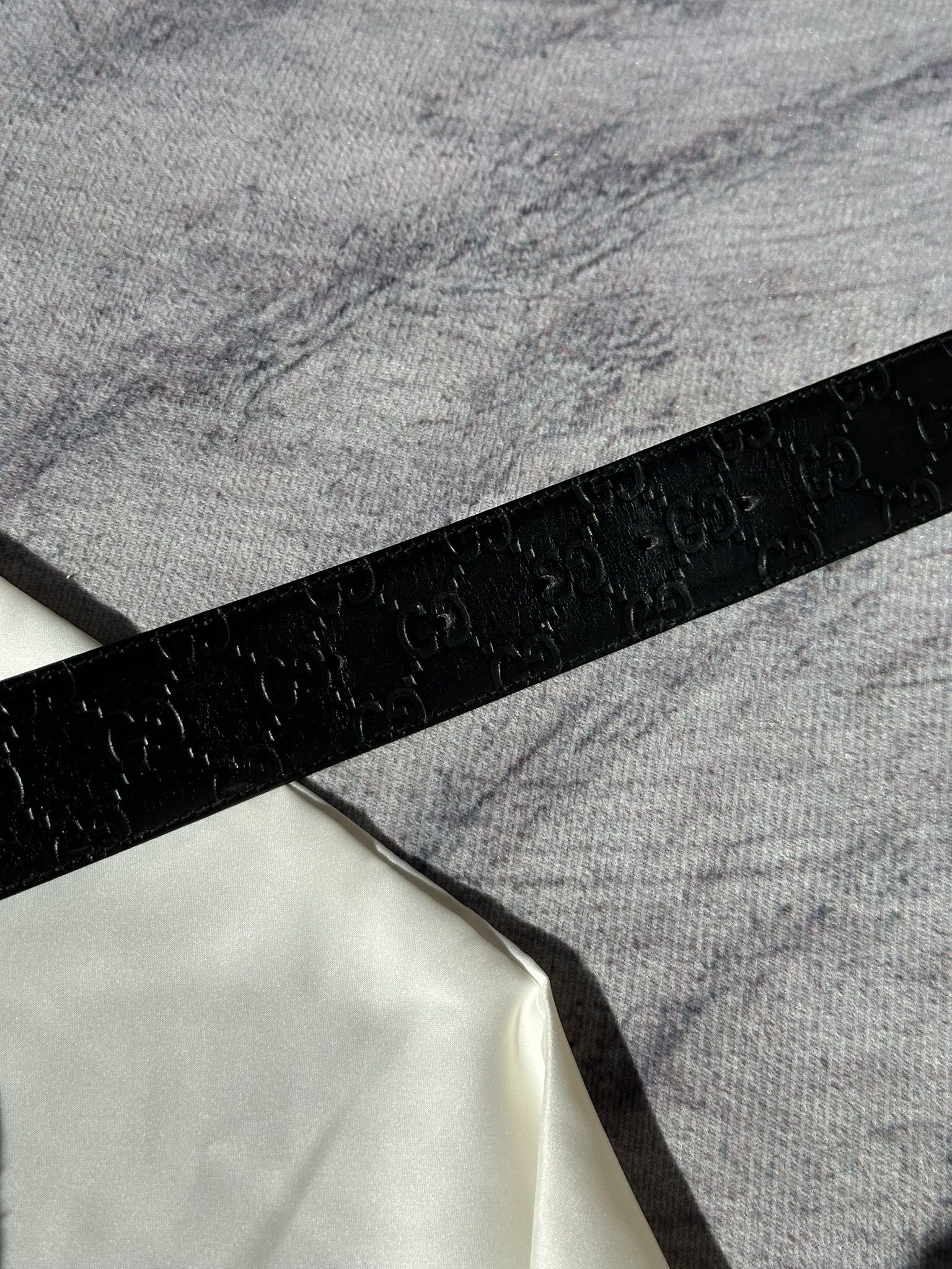 Gucci Gucci Belt Guccissima GG Monogram Black Leather Interlocking Size 34 - 7 Thumbnail