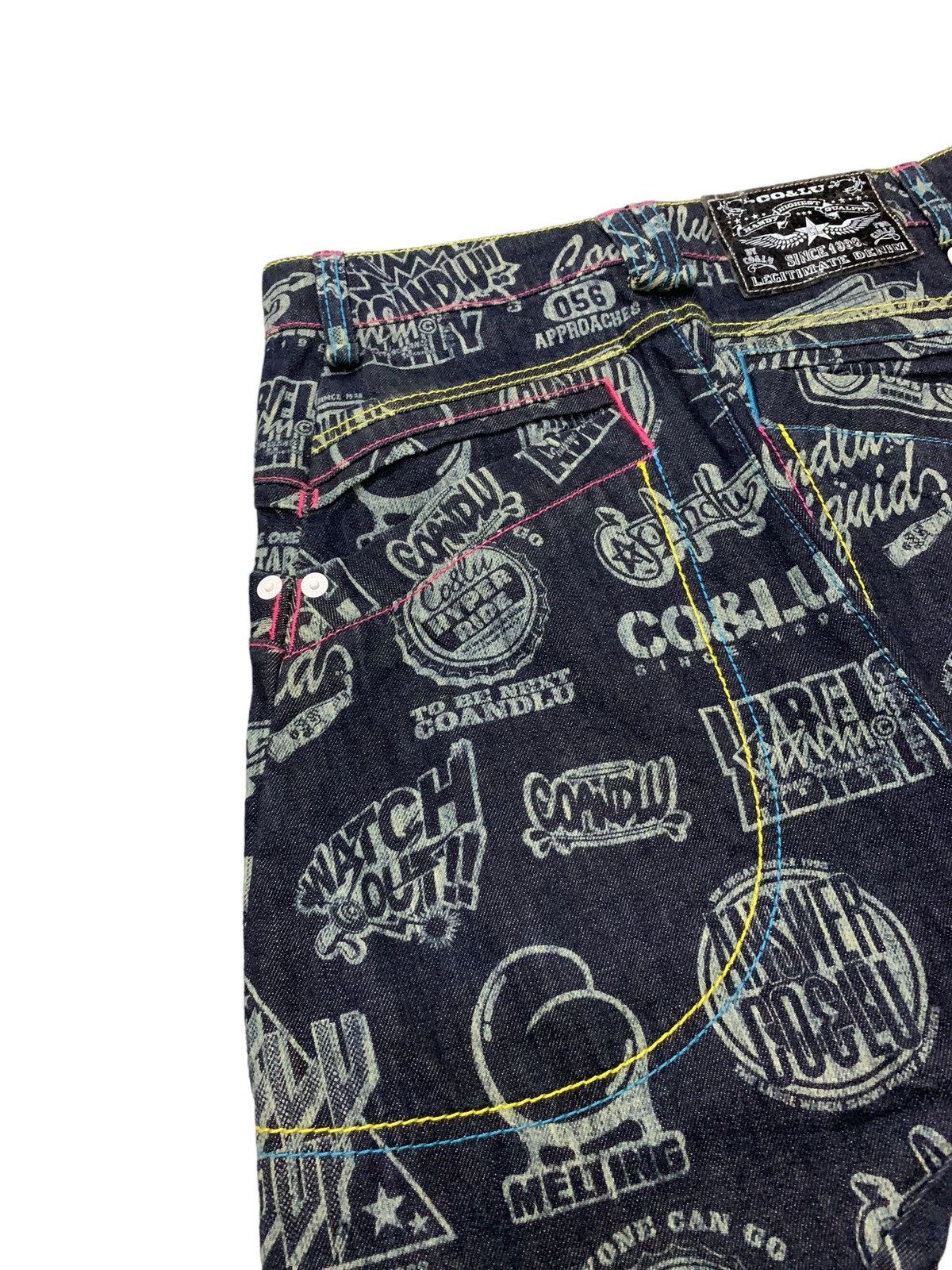 Hysteric Glamour × Japanese Brand Co & Lu Japan Drop Crotch All Over Printed Men Denim Pants Size US 29 - 13 Thumbnail