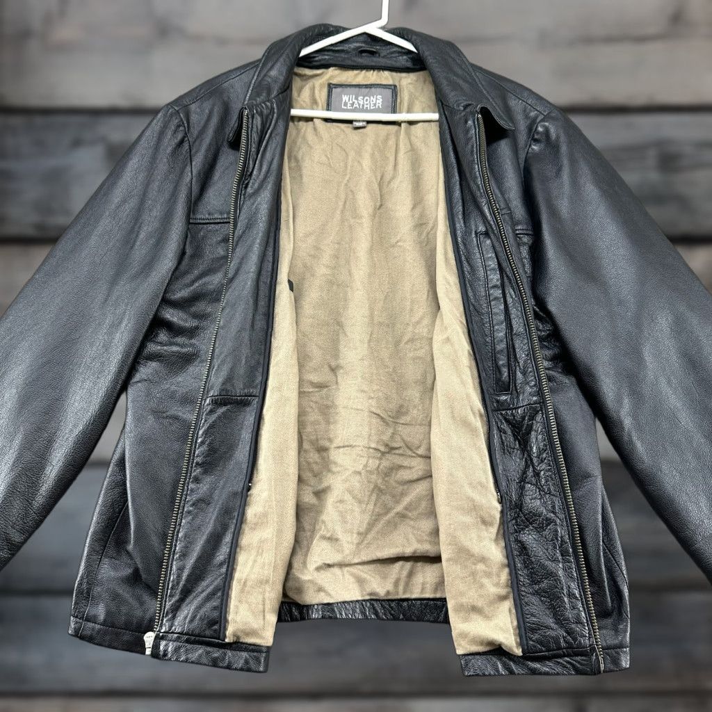 Vintage VINTAGE Wilsons Jacket Mens XL Black Workwear Detroit Style Genuine Leather Y2K Bomber Jacket Full Zip 90s City Classic Western Hip Hop USA Mens Size US XL / EU 56 / 4 - 1 Thumbnail