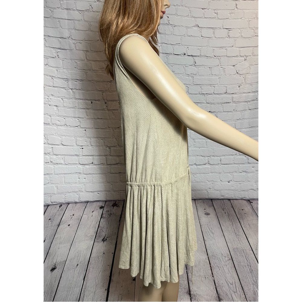 Free People NWT New $88 Free People Beige Perforated Tunic Mini Dress S Size M / US 6-8 / IT 42-44 - 3 Thumbnail